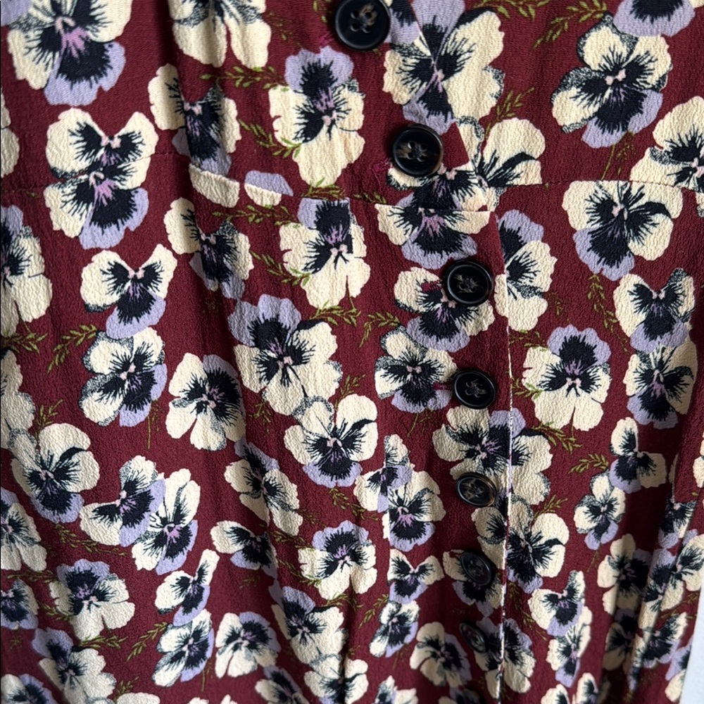 Madewell Button-Wrap Dress in Viola Floral Sz 8 - Picture 4 of 6